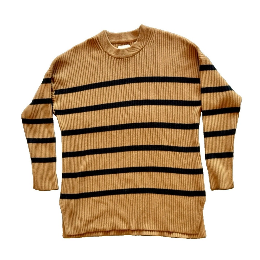 Abercrombie & Fitch Soft A&F Women's M Ribbed Striped Knit Sweater Camel
